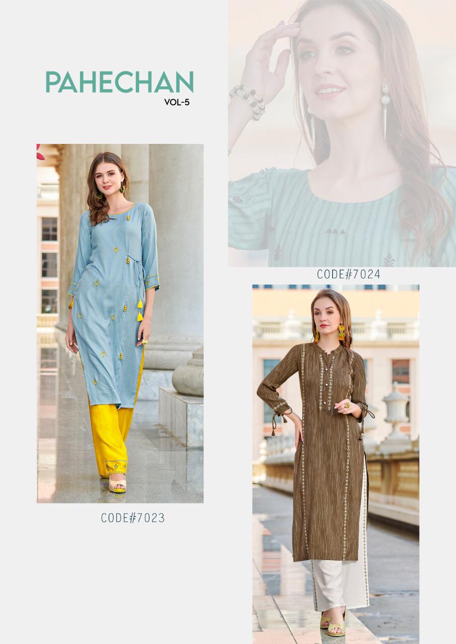 Pahechan-5 Rayon Plazza Kurti Catalogue Set Pahechan-5 Rayon Plazza Kurti Catalogue Set